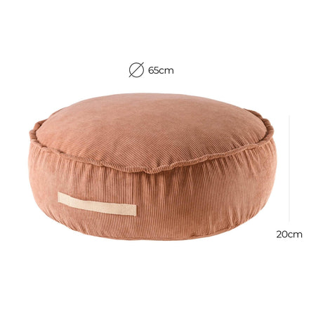MeowBaby® Corduroy Pouf Round – Brick, Designer Seating for Children, Made in Europe, Washable Cover, 65cm - Hilstor