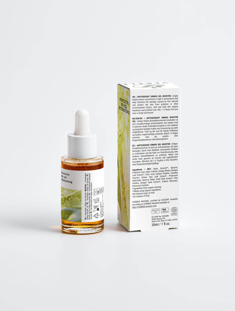 Antioxidant Ginkgo Gel Booster with Green Tea & Grape Seed – Hydrating & Protecting – COSMOS NATURAL Certified, Made from Natural Ingredients in Europe by Verelé, 30 ml / 1.01 fl oz - Hilstor