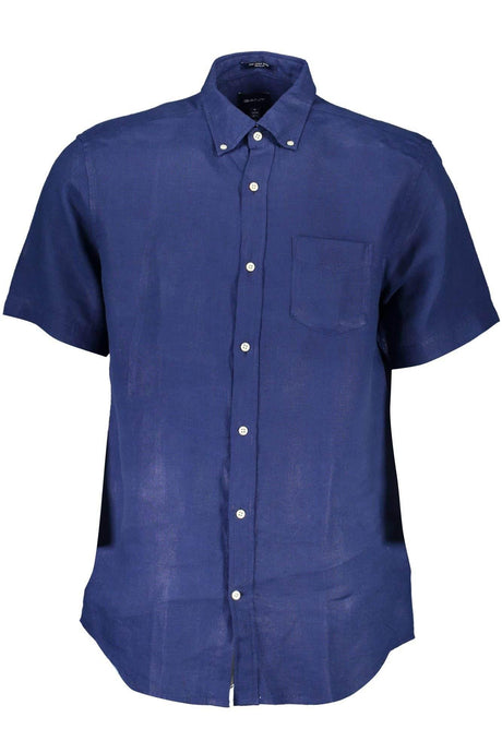 Gant Elegant Blue Linen Button-Down Shirt - Hilstor