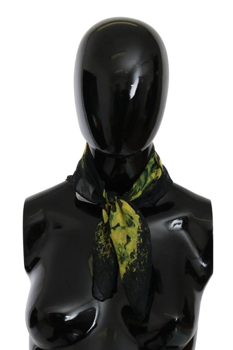 GF Ferre Black Yellow Floral Wrap Shawl Foulard Scarf - Hilstor