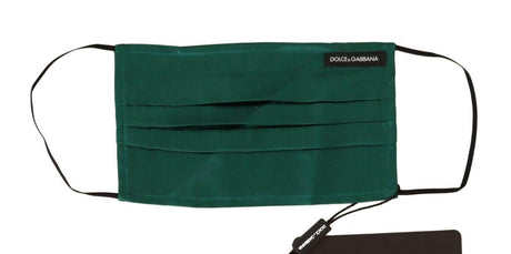 Dolce & Gabbana Green Silk Pleated Elastic Ear Strap Face Mask - Hilstor