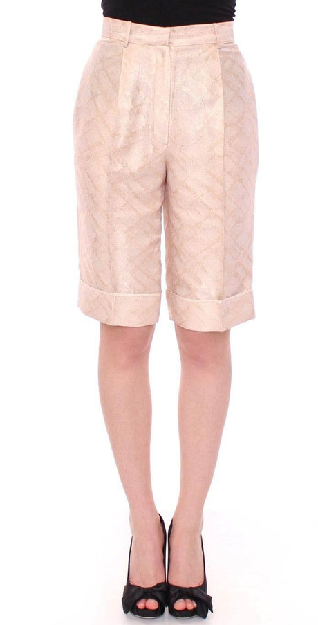 Zeyneptosun Beige Brocade Above Knee Shorts - Hilstor