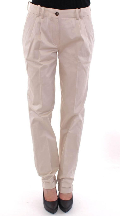 Dolce & Gabbana Beige Cotton Chinos Pants - Hilstor
