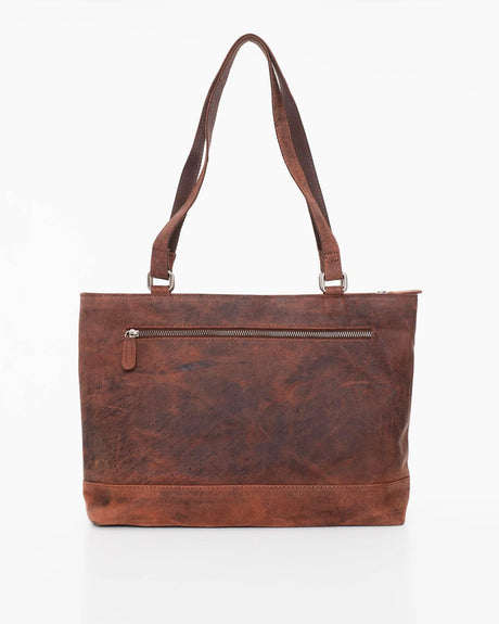 Leather Shoulder Bag NK1909 – Brown, Made in Europe | Genuine Leather, Large Compartment & Multiple Zippered Pockets - Hilstor