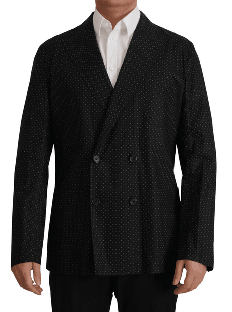 Dolce & Gabbana Black Polka Dotted Cotton Blazer Jacket - Hilstor