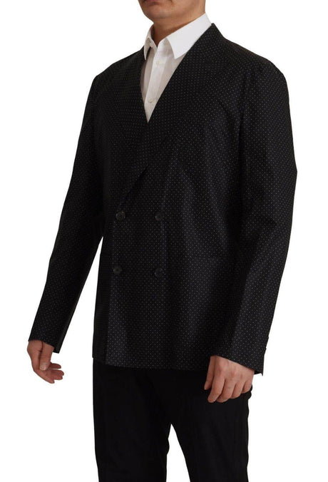 Dolce & Gabbana Black Polka Dotted Cotton Blazer Jacket - Hilstor