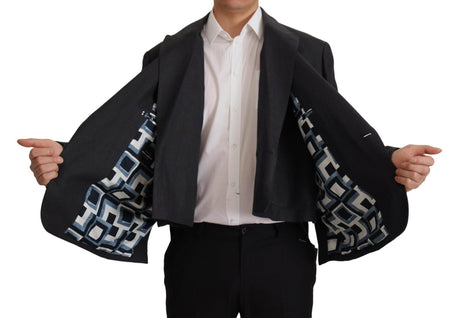 Dolce & Gabbana Blue Linen Formal Mens Blazer Jacket - Hilstor