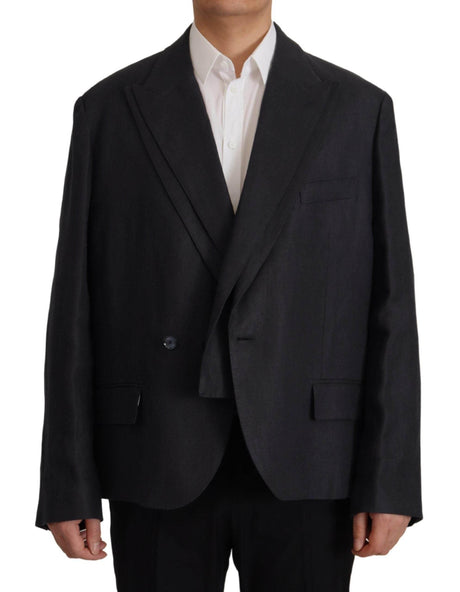 Dolce & Gabbana Blue Linen Formal Mens Blazer Jacket - Hilstor