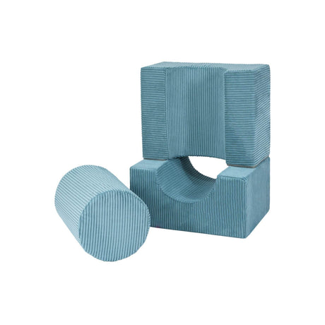 MeowBaby® Aesthetic Shape Set – 3-Element Soft Play Set for Kids, Turquoise Velvet Corduroy, Removable Covers, Made in Europe - Hilstor