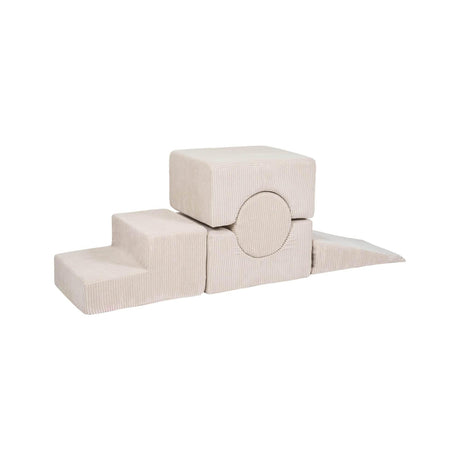 MeowBaby® Aesthetic Shape Set – 5-Element Soft Play Set for Kids, Ecru Velvet Corduroy, Removable Covers, Made in Europe - Hilstor