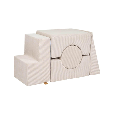 MeowBaby® Aesthetic Shape Set – 5-Element Soft Play Set for Kids, Ecru Velvet Corduroy, Removable Covers, Made in Europe - Hilstor