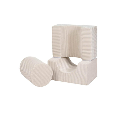 MeowBaby® Aesthetic Shape Set – 3-Element Soft Play Set for Kids, Ecru Velvet Corduroy, Removable Covers, Made in Europe - Hilstor