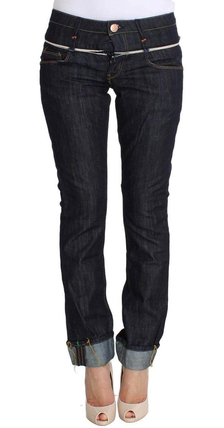 Acht Blue Denim Cotton Bottoms Straight Fit Jeans - Hilstor