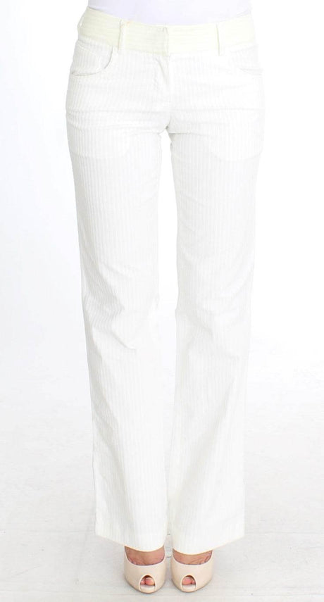 Ermanno Scervino White Striped Straight Fit Pants - Hilstor