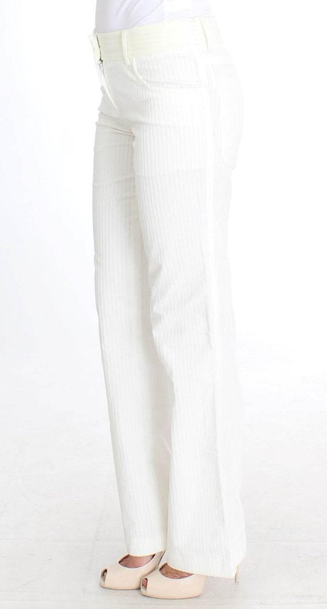 Ermanno Scervino White Striped Straight Fit Pants - Hilstor