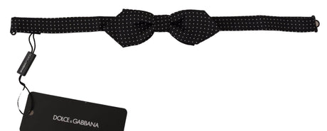Dolce & Gabbana Black White Polka Dot Adjustable Neck Papillon Bow Tie - Hilstor