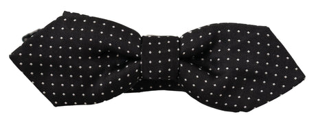 Dolce & Gabbana Black White Polka Dot Adjustable Neck Papillon Bow Tie - Hilstor