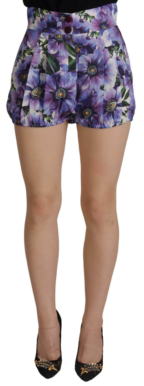 Dolce & Gabbana Purple Anemone High Waist Hot Pants Shorts - Hilstor