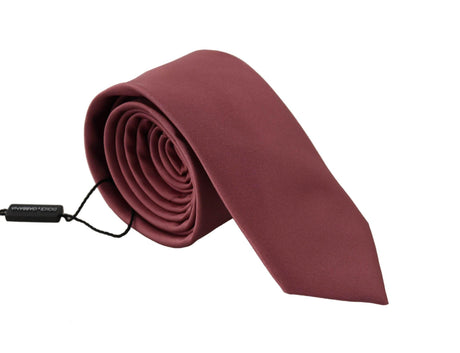 Dolce & Gabbana Pink Solid Print Silk Adjustable Necktie Accessory Tie - Hilstor