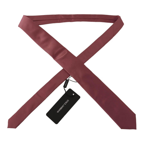 Dolce & Gabbana Pink Solid Print Silk Adjustable Necktie Accessory Tie - Hilstor