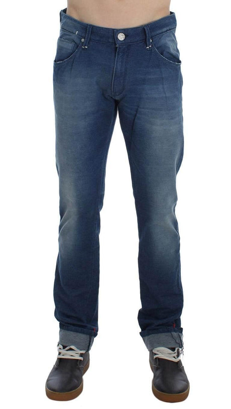 Acht Blue Wash Denim Cotton Stretch Slim Fit Jeans - Hilstor