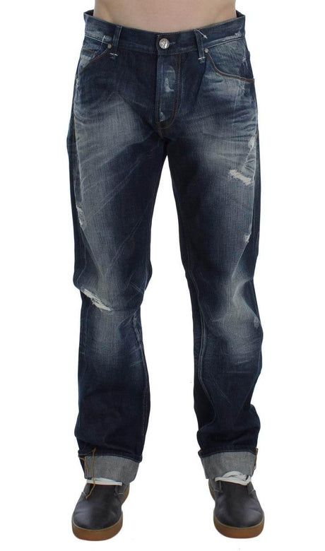 Acht Blue Wash Cotton Denim Regular Fit Jeans - Hilstor