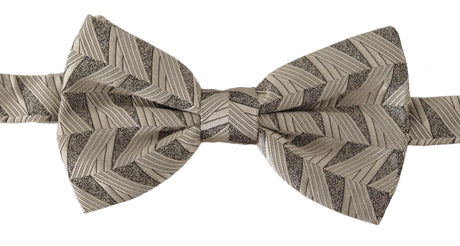 Dolce & Gabbana Gray 100% Silk Adjustable Neck Papillon Bow Tie - Hilstor