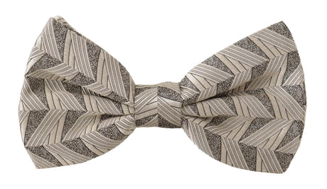 Dolce & Gabbana Gray 100% Silk Adjustable Neck Papillon Bow Tie - Hilstor