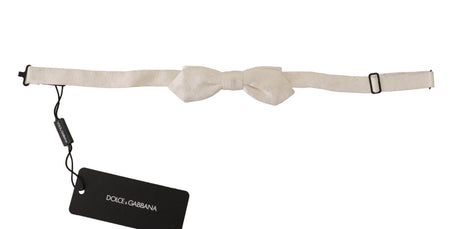 Dolce & Gabbana White 100% Silk Slim Adjustable Neck Papillon Tie - Hilstor