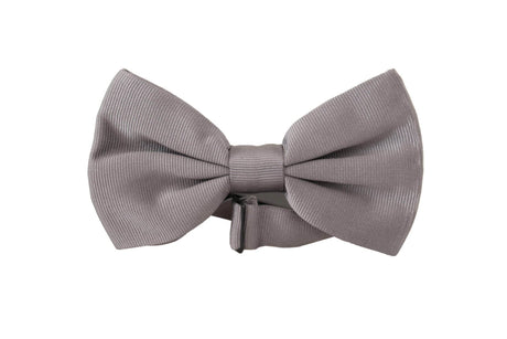 Dolce & Gabbana Gray 100% Silk Adjustable Neck Papillon Tie - Hilstor