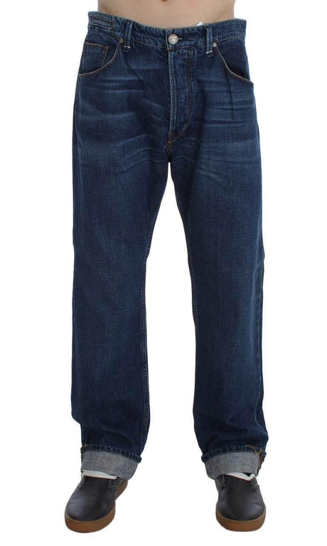 Acht Blue Wash Cotton Baggy Loose Fit Jeans - Hilstor