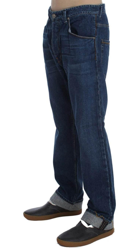 Acht Blue Wash Cotton Baggy Loose Fit Jeans - Hilstor