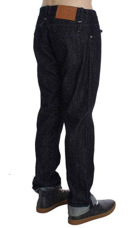 Acht Blue Cotton Regular Straight Fit Jeans - Hilstor