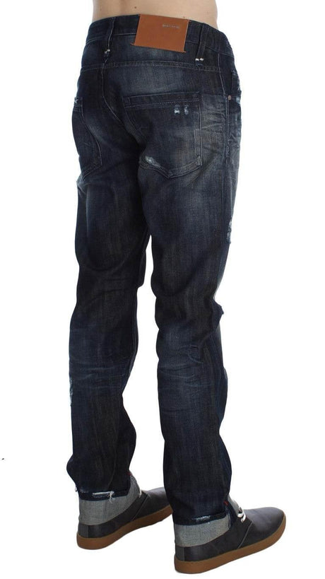 Acht Blue Cotton Regular Straight Fit Jeans - Hilstor