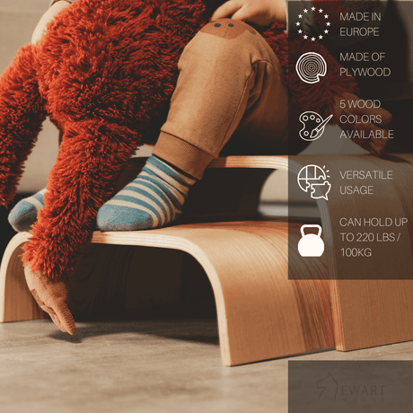 Adjustable Wooden Step Stools Set by EWART Woods - 2-in-1 Design, Durable Birch Plywood | Safe for Kids & Adults, Eco-Friendly, Made in Europe - Hilstor