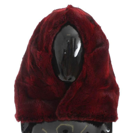 Dolce & Gabbana Bordeaux Hamster Fur Crochet Hood Scarf Hat - Hilstor