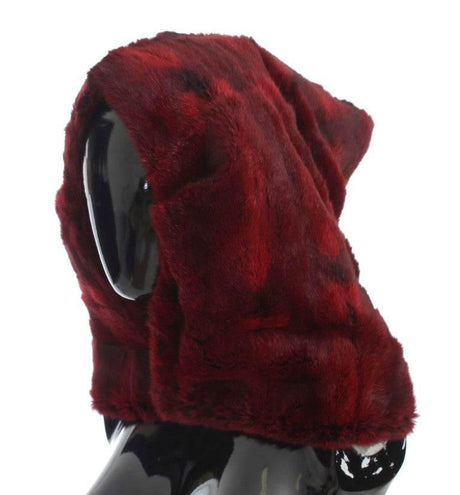 Dolce & Gabbana Bordeaux Hamster Fur Crochet Hood Scarf Hat - Hilstor