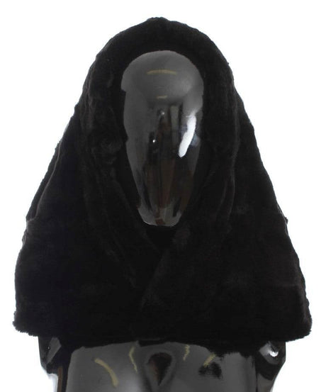 Dolce & Gabbana Black Weasel Fur Crochet Hood Scarf Hat - Hilstor