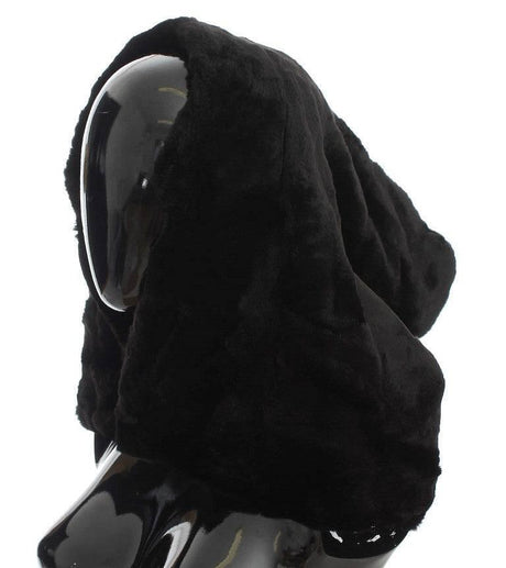 Dolce & Gabbana Black Weasel Fur Crochet Hood Scarf Hat - Hilstor