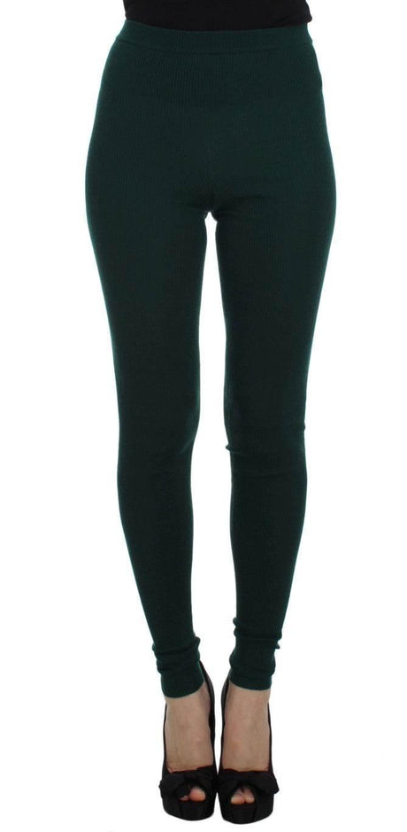 Dolce & Gabbana Green Cashmere Stretch Tights Pants - Hilstor
