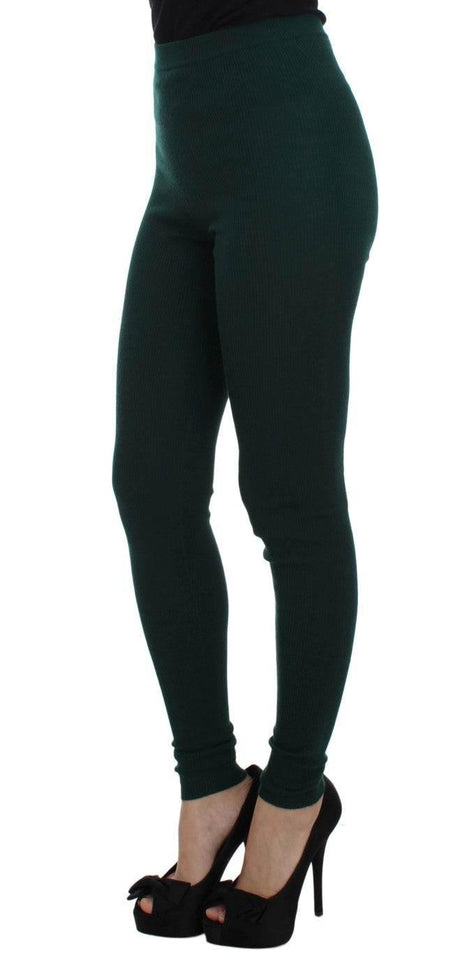 Dolce & Gabbana Green Cashmere Stretch Tights Pants - Hilstor
