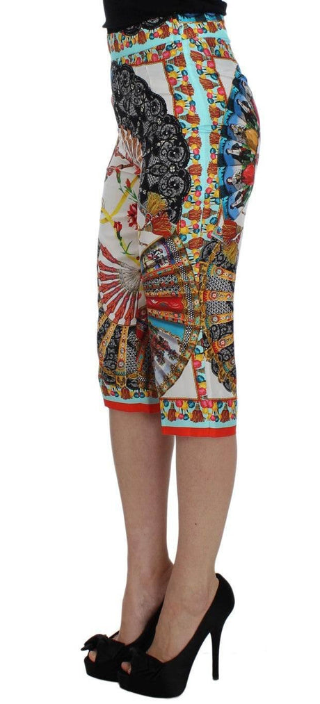 Dolce & Gabbana Multicolor Majolica Sicily Silk Pants - Hilstor
