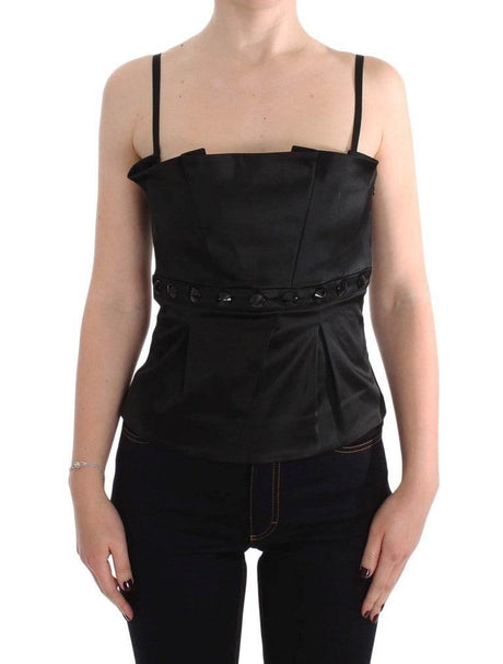 Exte Black Tank Party Evening Top Blouse - Hilstor
