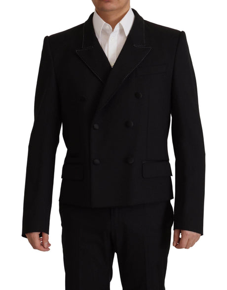 Dolce & Gabbana Black Double Breasted Coat Blazer Jacket - Hilstor