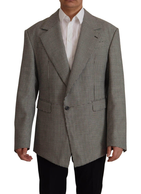 Dolce & Gabbana Gray Checkered Single Breasted Jacket Blazer - Hilstor