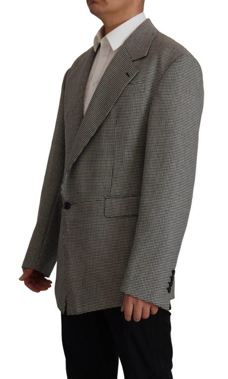 Dolce & Gabbana Gray Checkered Single Breasted Jacket Blazer - Hilstor