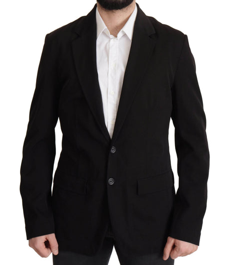 Dolce & Gabbana Black Wool Single Breasted Coat Blazer - Hilstor