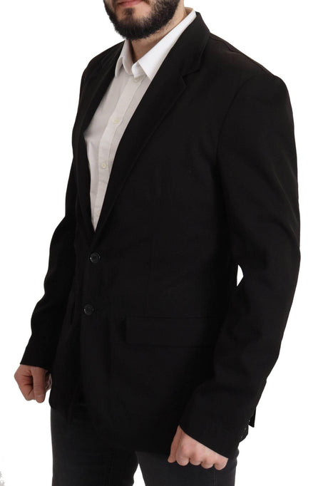 Dolce & Gabbana Black Wool Single Breasted Coat Blazer - Hilstor