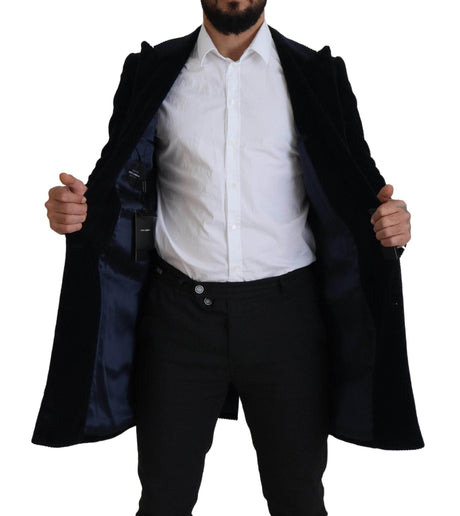 Dolce & Gabbana Black Cotton Cardigan Long Coat Men Jacket - Hilstor