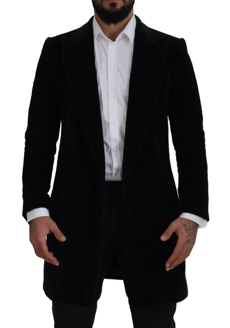 Dolce & Gabbana Black Cotton Cardigan Long Coat Men Jacket - Hilstor